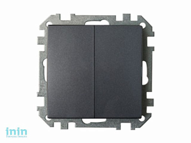 Выключатель 2 клав. (cкрытый, 10А) графит, Стиль, Bylectrica (Выключатель двухклавишный скрытой установки)