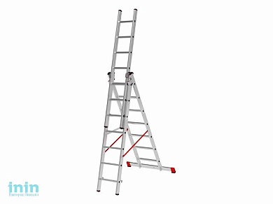 Лестница алюм. 3-х секц. 430/1126/450см 3х17 ступ., 38,5кг  NV323 Новая Высота (макс. нагрузка 150кг)