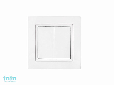 Выключатель 2 клав. двухполюсный (скрытый, 10А) белый, Уют, Bylectrica (двухклавишный для управления электрическими цепями с двух и более мест скрытой