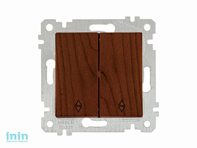 Выключатель проходной 2-клав. (скрытый, без рамки, винт. зажим) орех, RITA, MUTLUSAN (10 A, 250 V, IP 20)