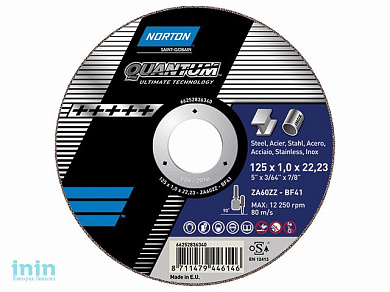 Круг отрезной 125х1.0х22,2 мм для нерж и мет QUANTUM NORTON