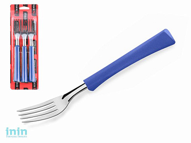 Набор вилок столовых, 3шт., серия INOVA D+, голубые сан марино, DI SOLLE (Длина: 200,5 мм, длина стальной части: 85 мм, толщина: 1,2 мм. Прочная пласт