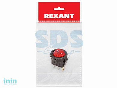 Выключатель клавишный круглый 250V 3А (3с) ON-OFF (RWB-106, SC-214) Micro красный с подсветкой (инд. (REXANT)