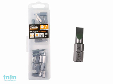 Насадка шлицевая SL5,5 25мм 20шт GEPARD (GP3608-25) (бита Slotted сталь S2 магнитная)