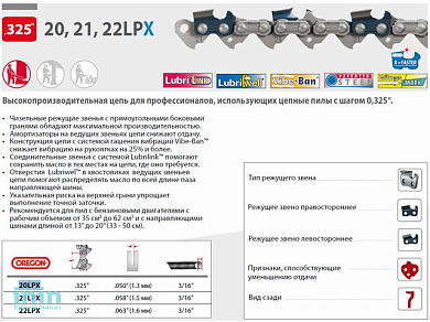 Цепь 0.325" 1.3 мм 1840 зв. 20LPX (бухта 30.4 м) OREGON