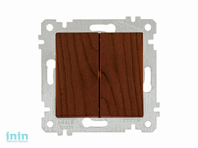 Выключатель 2-клав. (скрытый, без рамки, винт. зажим) орех, RITA, MUTLUSAN (10 A, 250 V, IP 20)