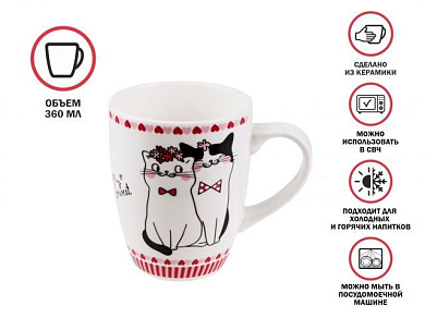 Кружка керамическая, 360 мл., LOVE KITTY-1, PERFECTO LINEA (30-063011)