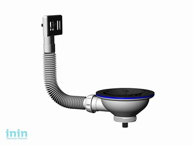 Выпуск сифона для кухни с чашкой D112, с прямоугольным переливом, Unicorn