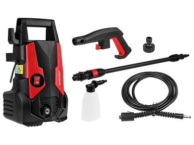 Очиститель высокого давления WORTEX PW 1217-1 1.60 кВт, 120 Бар, 390 л/ч (мойка высокого давления, автомойка, ф-ция самовсасывания, алюминиевая помпа, шланг 3 м)