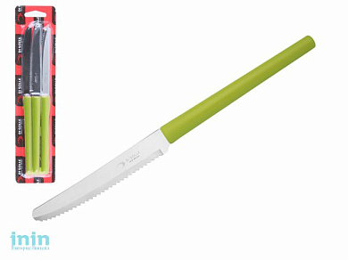 Набор ножей столовых, 3шт., серия MILLENIUN, зеленые, DI SOLLE (Длина: 213 мм, длина лезвия: 101 мм, толщина: 0,8 мм. Прочная пластиковая ручка.)