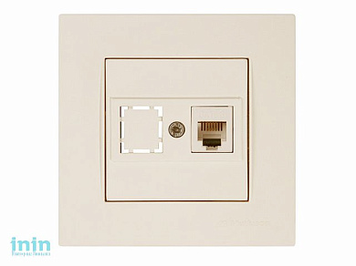 Розетка телефонная 1хRJ12 (скрытая, RJ12) кремовая, RITA, MUTLUSAN