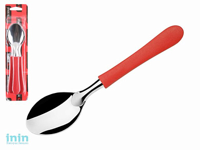 Набор ложек столовых, 3шт., серия NEW TROPICAL, красные, DI SOLLE (Длина: 183 мм, длина стальной части: 86 мм, толщина: 0,6 мм. Прочная пластиковая ру