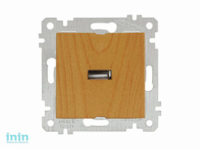 Розетка 1-ая USB (скрытая, без рамки) дуб, RITA, MUTLUSAN (USB charge, 5V-2.1A)