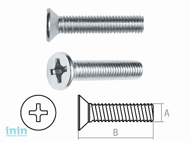 Винт М4х8 мм потай. головка, цинк, кл.пр. 5.8, DIN 965 (50 шт в зип-локе) STARFIX