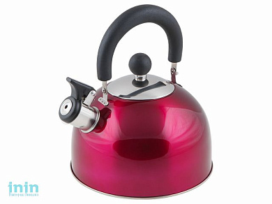Чайник со свистком, нержавеющая сталь, 2.15 л, серия Holiday, вишневый металлик, PERFECTO LINEA (диаметр 19 см, высота 16 см, общий объем изделия 2,5л
