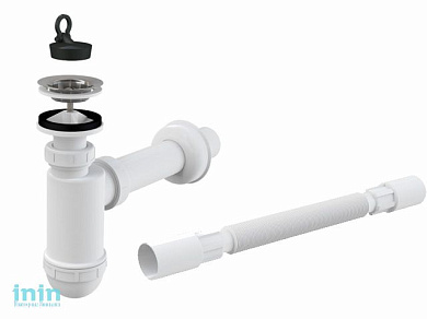 Сифон для умывальника O40 с нержавеющей peшeткой O63, Alcaplast (Cифон Alcaplast (A41+A71))