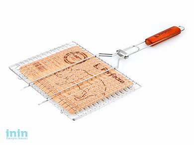 Решетка-гриль, 320x230 мм,  нержавеющая сталь, деревянная ручка, PERFECTO LINEA (Супер цена!)