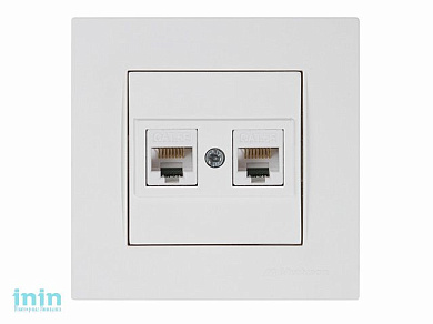 Розетка компьютерная 2xRJ45 (Cat5e, скрытая) белая, RITA, MUTLUSAN