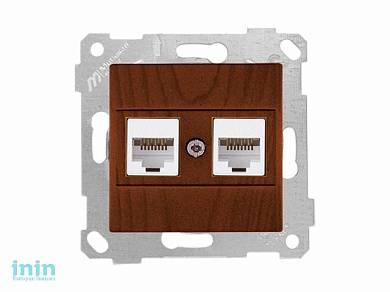 Розетка компьютерная 2xRJ45 (Cat6, скрытая, без рамки) орех, RITA, MUTLUSAN