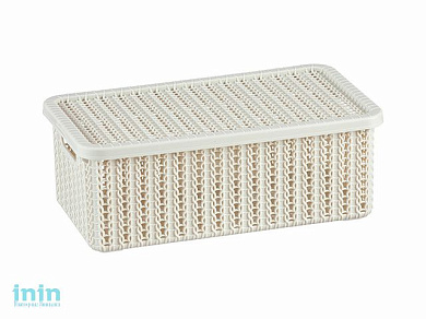 Ящик для хранения с крышкой ВЯЗАНИЕ 95x150x270мм (белый) (IDEA)