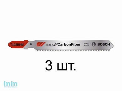 Пилка лобз. по пластику T108BHM BOSCH (пропил прямой, тонкий, Carbide Technology, шлифованные зубья)