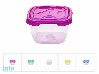 Контейнер пласт. прямоуг. 0.4 л, с крышкой, Frigo, DRINA (105х105х65 мм, цвета в ассортименте)