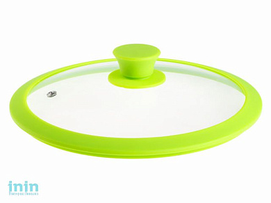Крышка стеклянная, 240 мм, с силиконовым ободом, зеленая, PERFECTO LINEA