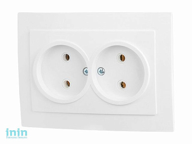 Розетка 2-ая (скрытая, б/з) белая, Стандарт, Юпитер (RS 16-237 Б) (ЮПИТЕР)