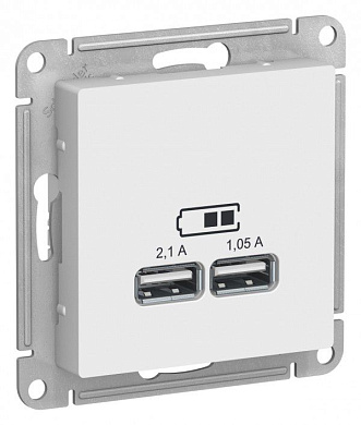 Розетка USB 5B/2100mA 2*5B/1050mA Schneider Atlas Design, ATN000133