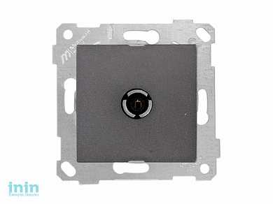 Розетка телевиз. 1-ая (скрытая, без рамки, с/з, 11dB, переходная) дымчатая, RITA, MUTLUSAN
