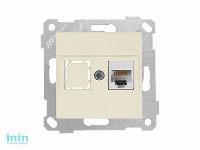 Розетка компьютерная 1xRJ45 (Cat5e, скрытая, без рамки) кремовая, RITA, MUTLUSAN