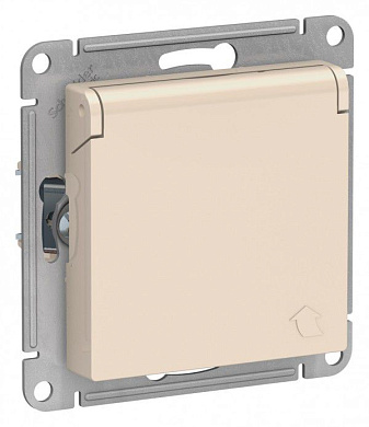 Розетка с/з с крышкой IP20 Atlas Design бежевый, ATN000246