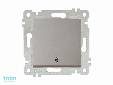 Выключатель проходной 1-клав. (скрытый, без рамки, пруж. зажим) титан, RITA, MUTLUSAN (10 A, 250 V, IP 20)