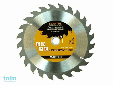 Диск пильный 190х30/20/16 мм 52 зуб. по дереву STARTUL (твердоспл. зуб)