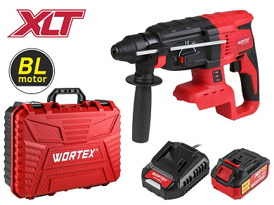 Аккум. перфоратор WORTEX CRH 1824-2 в чем. ALL1 XLT SET БЕСЩЕТ., 18 В, 2.6 Дж, 26 мм, 1х4 А*ч (вес 2.4 кг, 4 режима)