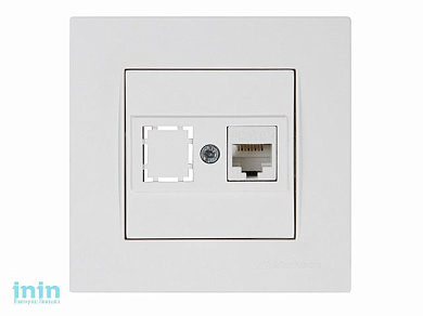 Розетка компьютерная 1xRJ45 (Cat6, скрытая) белая, RITA, MUTLUSAN