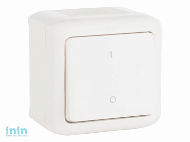 Выключатель 1 клав. двухполюсный, IP44, белый, Quteo, Legrand