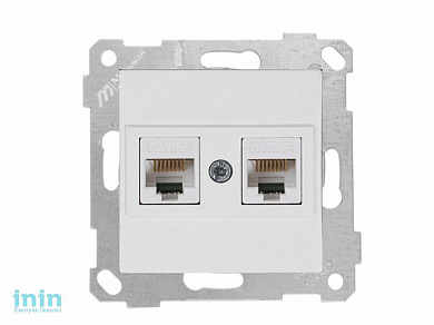 Розетка компьютерная 2xRJ45 (Cat5e, скрытая, без рамки) белая, RITA, MUTLUSAN