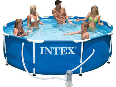 Каркасный бассейн Metal Frame, круглый, 305х76 см + фильтр-насос 220 В, INTEX (от 6 лет) (28202NP)