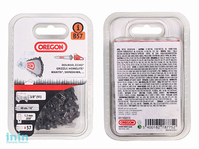 Цепь 40 см 16" 3/8" LP 1.3 мм 57 зв. 91VG (в блистере) OREGON (затачиваются напильником 4.5 мм, для нерегулярн. интенсивного использования)