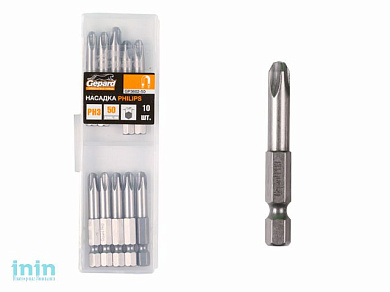 Насадка крестообразная PH2 50мм 10шт GEPARD (GP3601-50) (бита Phillips сталь S2 магнитная)