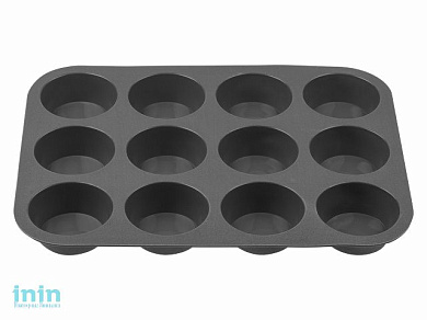 Форма для выпечки, силиконовая, прямоугольная на 12 кексов, 33 х 25 х 3 см, GRAPHITE, PERFECTO LINEA