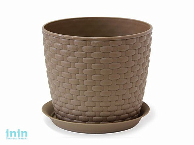 Кашпо РОТАНГ 2л с поддоном (бежевый) (IDEA)