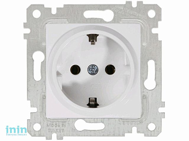 Розетка 1-ая (скрытая, без рамки, с/з) белая, RITA, MUTLUSAN (16 A, 250 V, IP 20)
