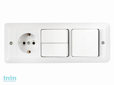 Блок выкл. 3 клав. + розетка (скрытая, с/з) белая, Паритет, BYLECTRICA (Гарантийный срок:24 месяца)