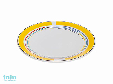 Тарелка десертная керамическая, 199 мм, круглая, серия Самсун, желтая полоска, PERFECTO LINEA (Супер цена!)