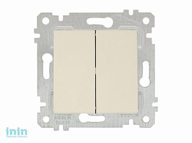 Выключатель 2-клав. (скрытый, без рамки, пруж. зажим) кремовый, RITA, MUTLUSAN (10 A, 250 V, IP 20)