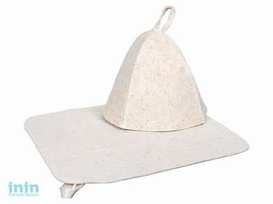 Набор для бани из 2-х предм. Коврик, шапка, HOT POTиз войлока