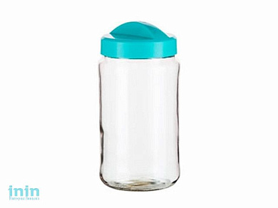 Банка для сыпучих продуктов Avena 1,5 л, бирюза, BEROSSI (Изделие из стекла и пластмассы. Литраж 1.5л)