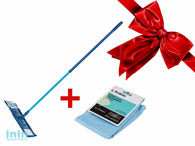 Швабра для пола с насадкой из микрофибры, Румба + Салфетка из микрофибры Чистое окно (45-350110) (Промо) (PERFECTO LINEA)